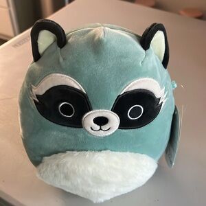 Squishmallows Raccoon . Blue and white.